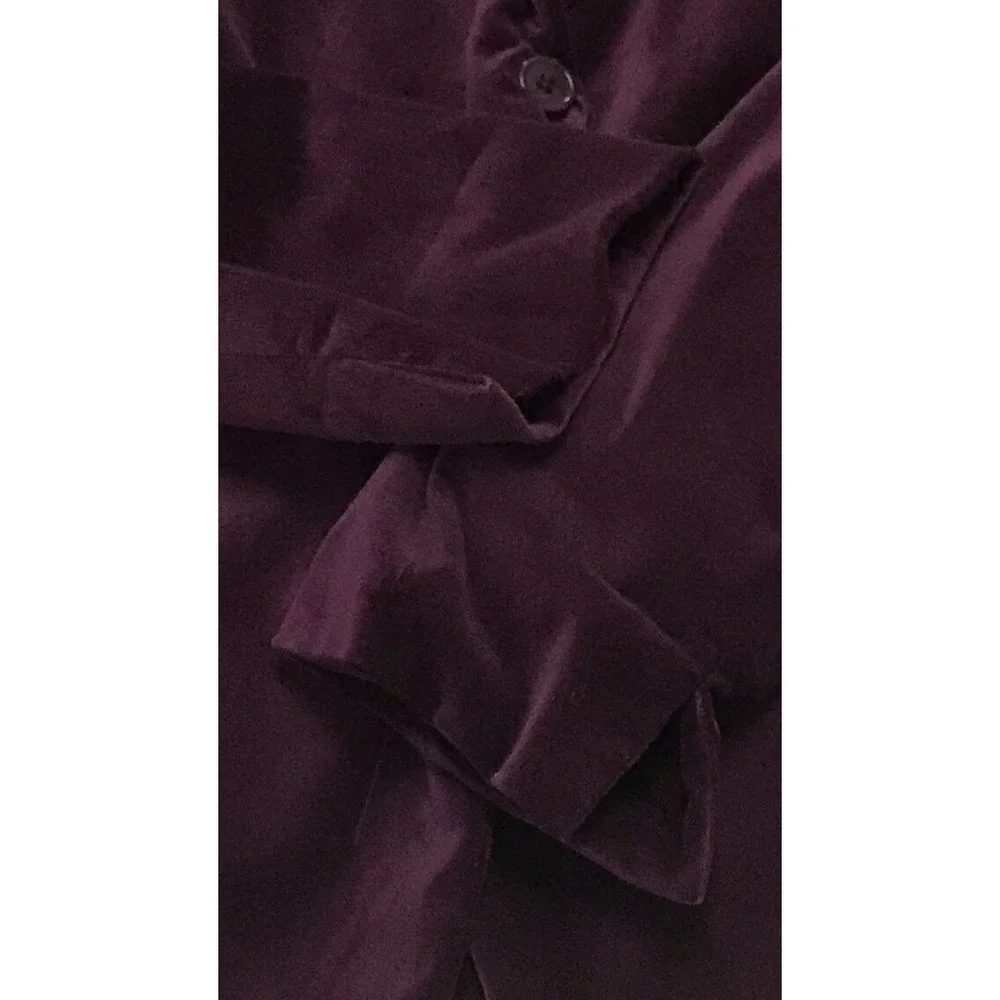 Calvin Klein Women's Cropped Blazer Plum 3 Hidden Button Lined Velour Size 2 - Picture 12 of 12